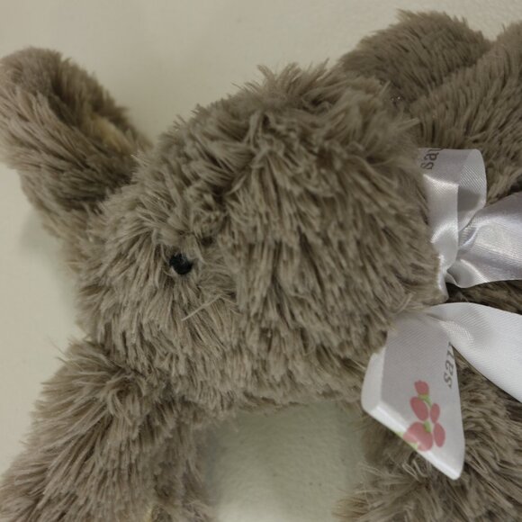 Apple Sauce Flat Nummy Gray Bunny Lovey Plush Toy Security Blanket - Picture 4 of 9